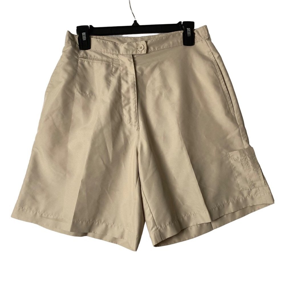 AW Golf Allyson Whitmore Khaki Golf Shorts Women Sz‎ 8P Petite Tan High Rise